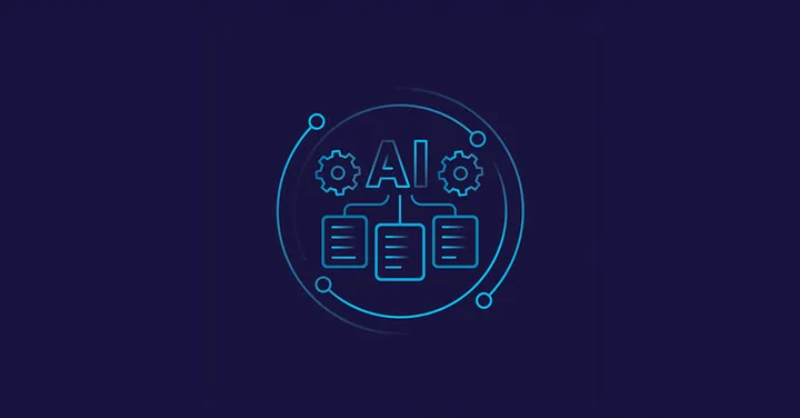 Icon-basierte Visualisierung von KI-Technologie und Prozesse – Einsatz von Künstlicher Intelligenz im Mittelstand