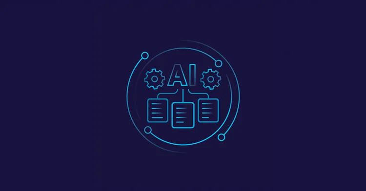 Icon-basierte Visualisierung von KI-Technologie und Prozesse – Einsatz von Künstlicher Intelligenz im Mittelstand