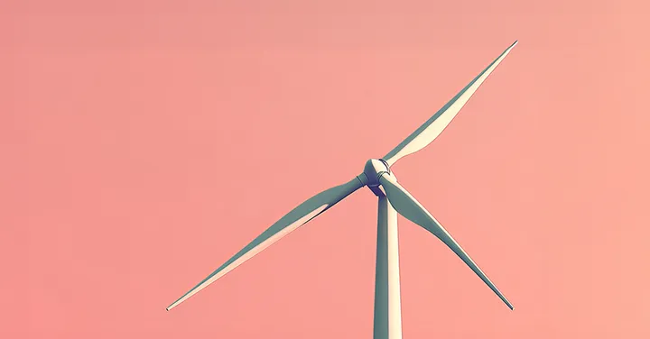 Moderne Windkraftanlage vor rosa Himmel – Symbol für erneuerbare Energien, technologische Innovation und die Transformation der Energiebranche